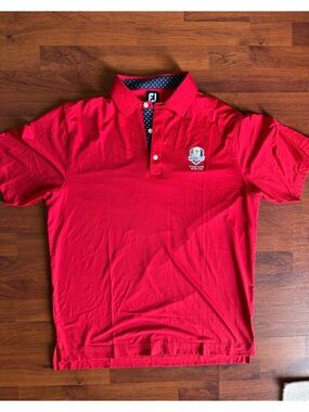 FootJoy Men's Red Polo Shirt with Embroidered Crest